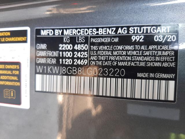 2020 MERCEDES-BENZ C 63 AMG W1KWJ8GB8LG023220