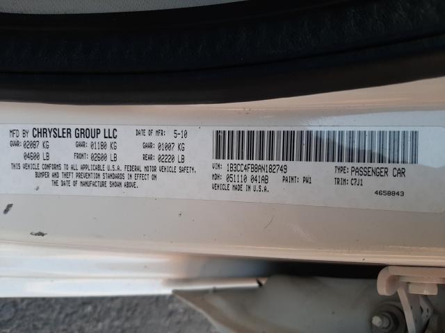 2010 DODGE AVENGER SX 1B3CC4FB8AN182749