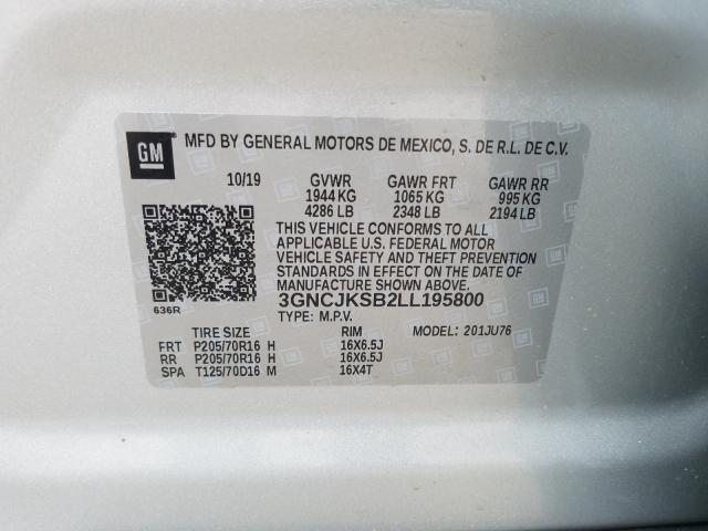2020 CHEVROLET TRAX LS 3GNCJKSB2LL195800