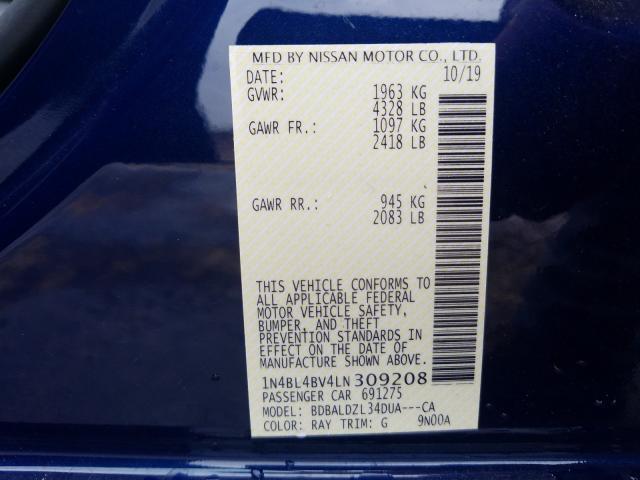 2020 NISSAN ALTIMA S 1N4BL4BV4LN309208