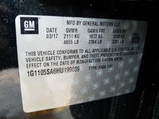 2017 CHEVROLET IMPALA LT 1G1105SA6HU199009