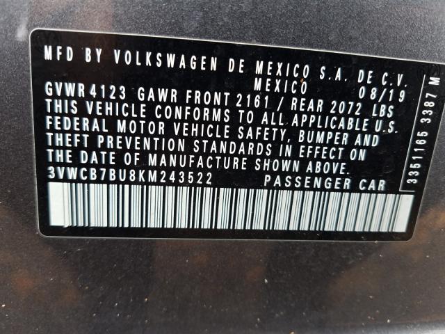 2019 VOLKSWAGEN JETTA S 3VWCB7BU8KM243522