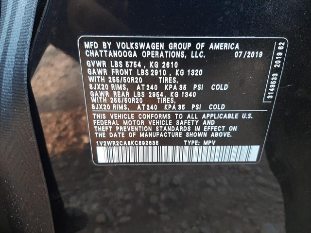 2019 VOLKSWAGEN ATLAS SE 1V2WR2CA8KC592635
