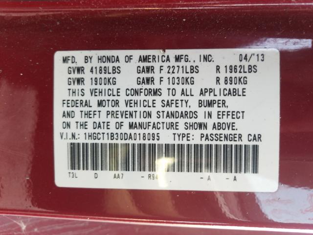 2013 HONDA ACCORD LX- 1HGCT1B30DA018095