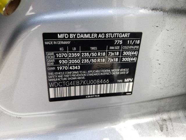 2019 MERCEDES-BENZ GLA 250 WDCTG4EB7KU008466