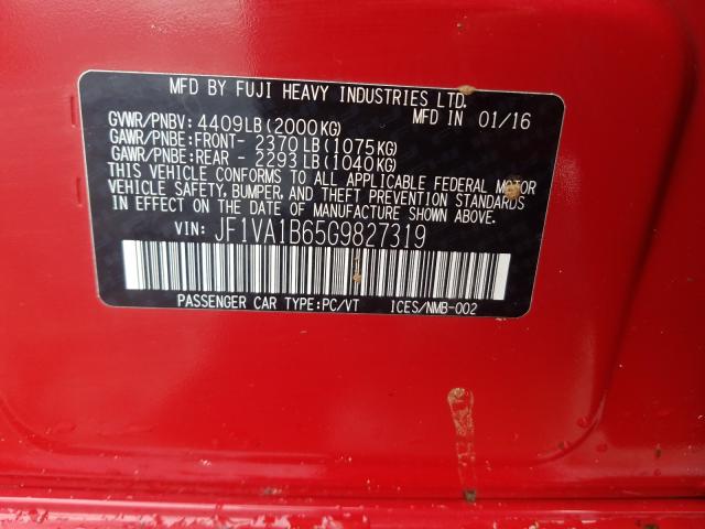 2016 SUBARU WRX JF1VA1B65G9827319