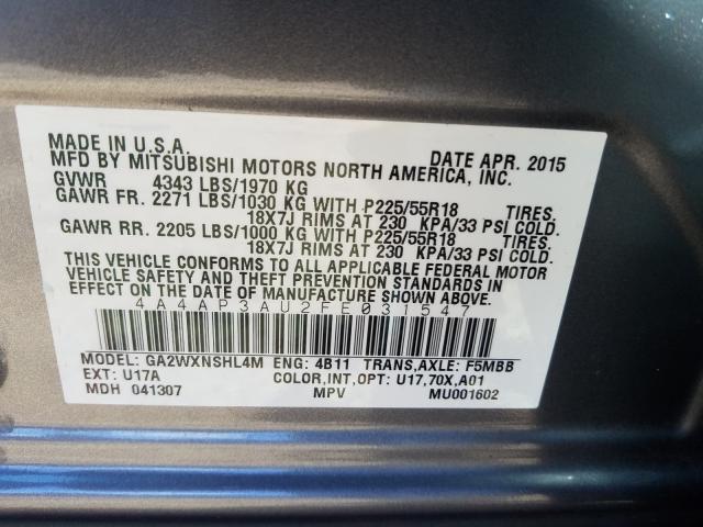 2015 MITSUBISHI OUTLANDER 4A4AP3AU2FE031547