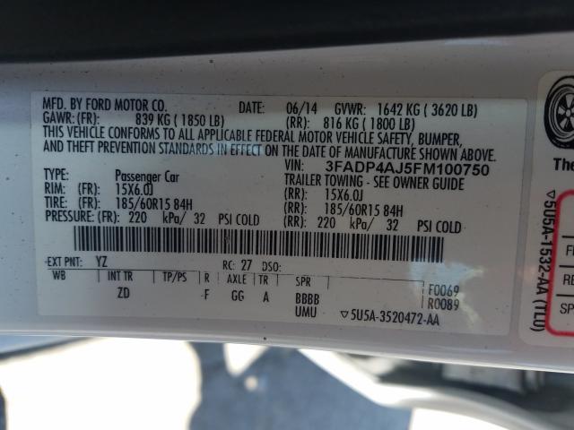 2015 FORD FIESTA 3FADP4AJ5FM100750