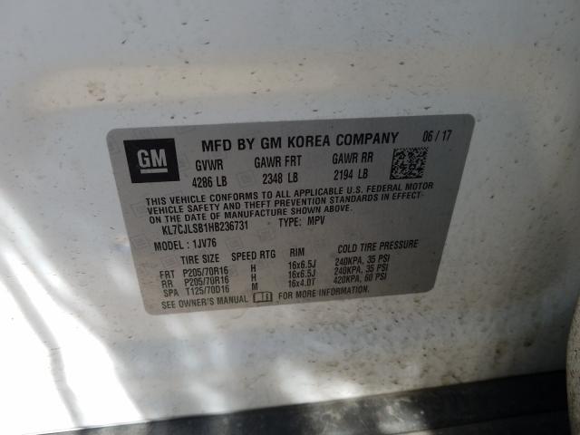 2017 CHEVROLET TRAX 1LT KL7CJLSB1HB236731