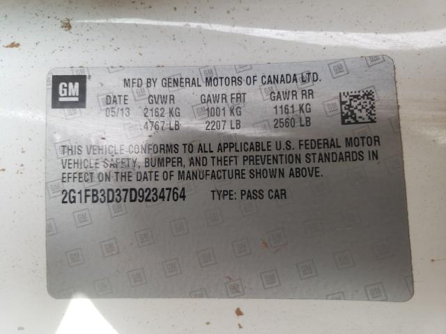 2013 CHEVROLET CAMARO LT 2G1FB3D37D9234764
