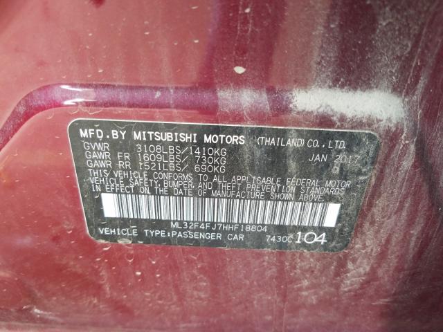 2017 MITSUBISHI MIRAGE G4 ML32F4FJ7HHF18804