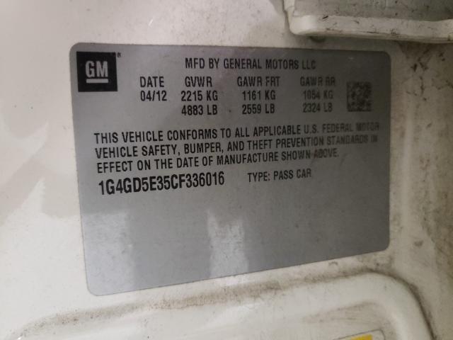 2012 BUICK LACROSSE P 1G4GD5E35CF336016