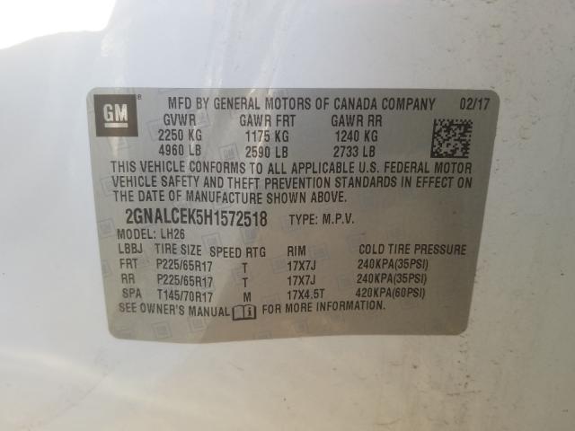 2017 CHEVROLET EQUINOX LT 2GNALCEK5H1572518