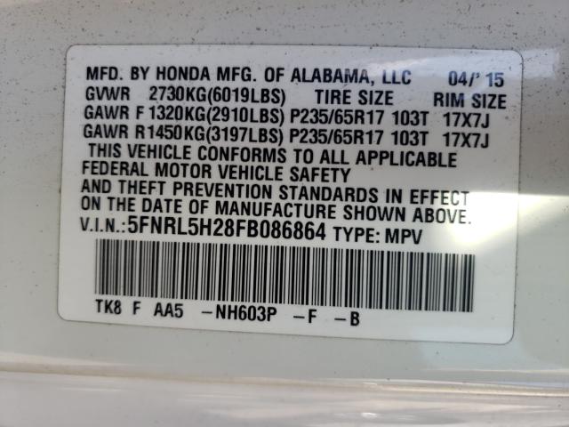 2015 HONDA ODYSSEY LX 5FNRL5H28FB086864