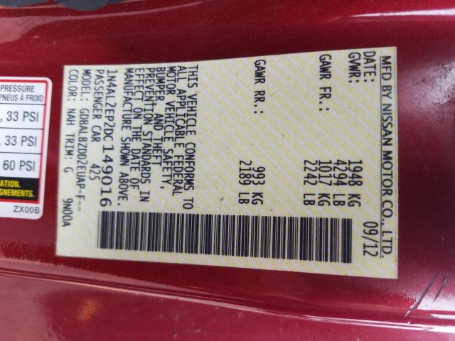 2013 NISSAN ALTIMA S 1N4AL2EP2DC149016