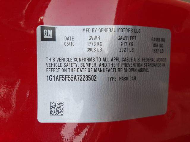 2010 CHEVROLET COBALT 1G1AF5F55A7228502