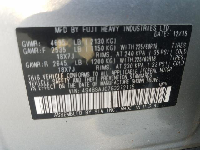 2016 SUBARU OUTBACK 2. 4S4BSAJC7G3272115