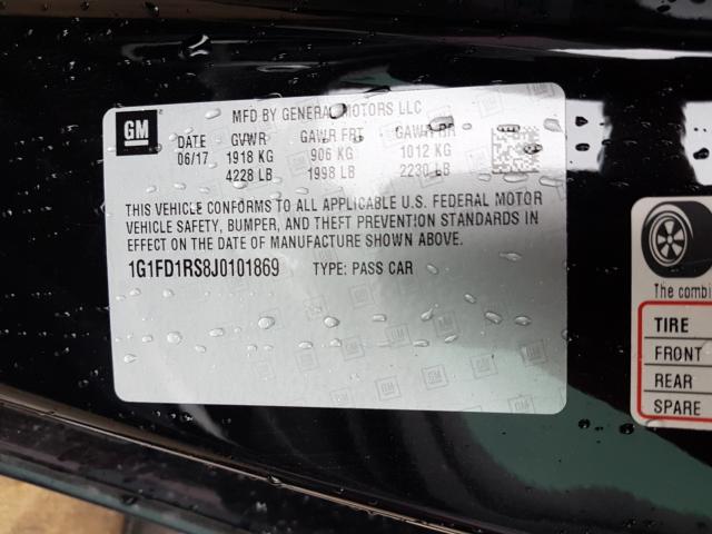 2018 CHEVROLET CAMARO LT 1G1FD1RS8J0101869