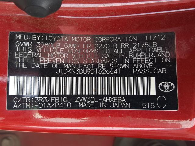 2013 TOYOTA PRIUS JTDKN3DU9D1626641