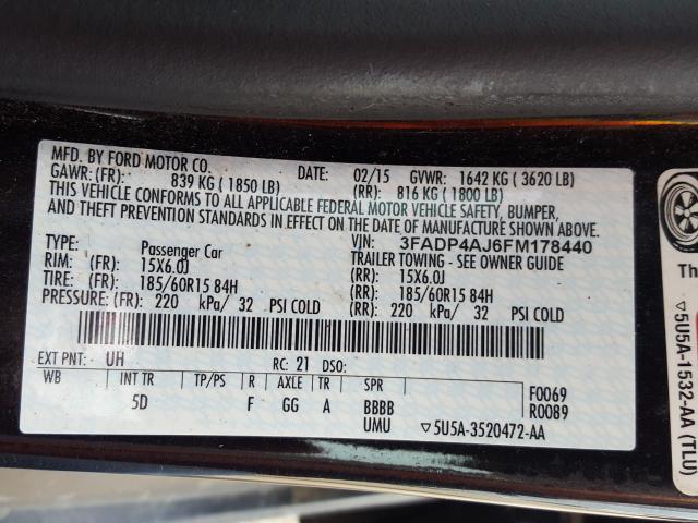 2015 FORD FIESTA S 3FADP4AJ6FM178440