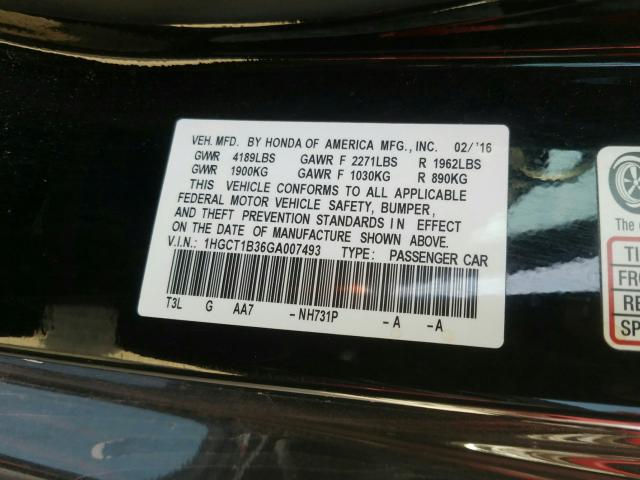 2016 HONDA ACCORD LX- 1HGCT1B36GA007493