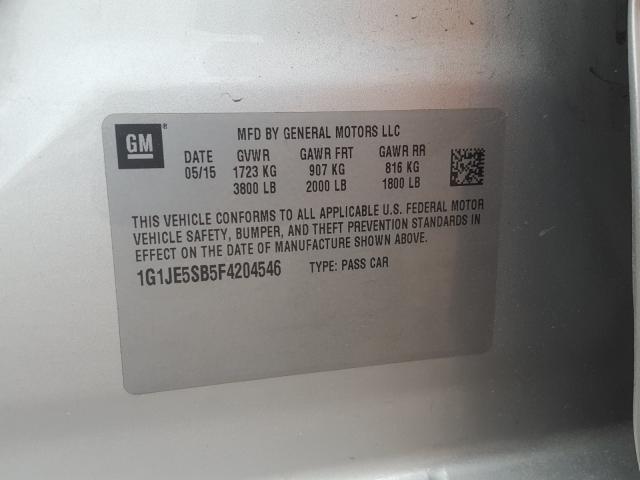 2015 CHEVROLET SONIC LTZ 1G1JE5SB5F4204546