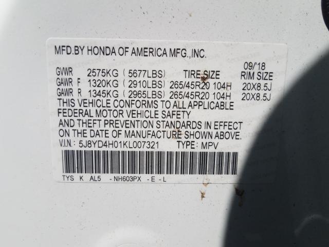 2019 ACURA MDX A-SPEC 5J8YD4H01KL007321