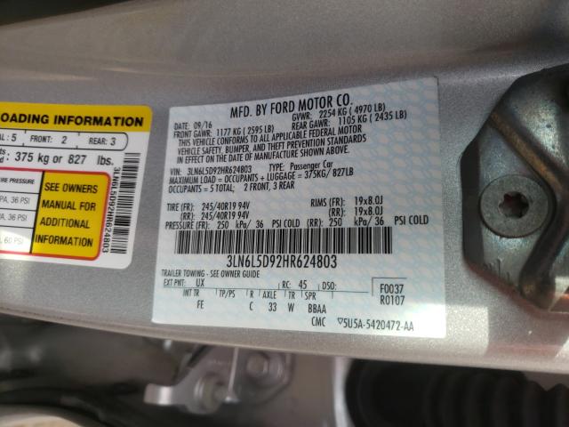 2017 LINCOLN MKZ SELECT 3LN6L5D92HR624803