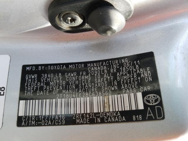 2011 TOYOTA COROLLA BA 2T1BU4EE2BC638560