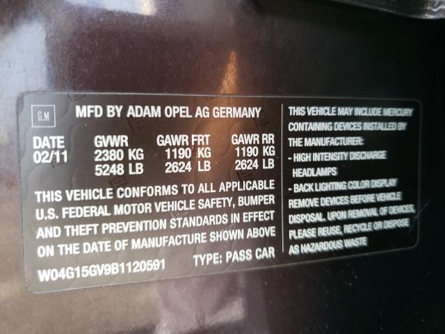 2011 BUICK REGAL CXL W04G15GV9B1120591