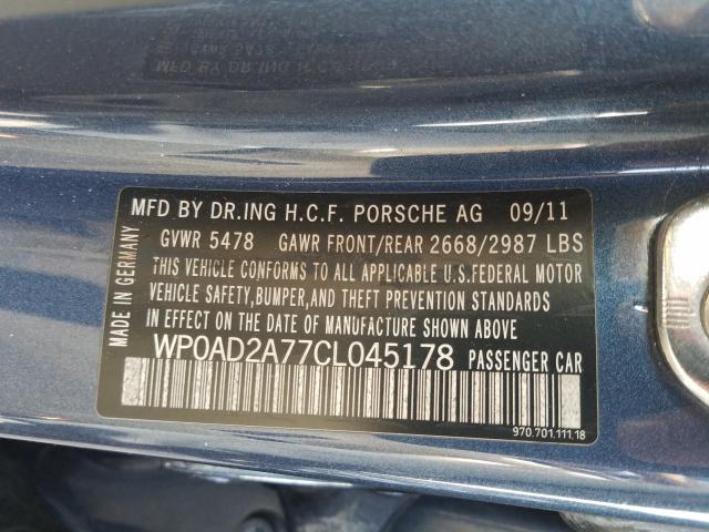 2012 PORSCHE PANAMERA S WP0AD2A77CL045178