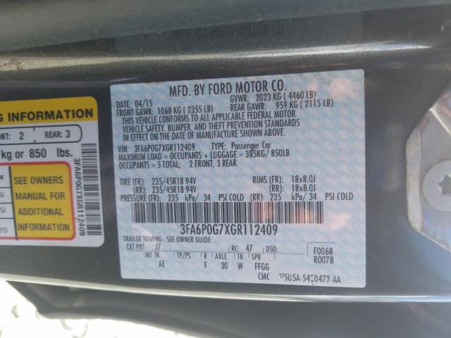 2016 FORD FUSION S 3FA6P0G7XGR112409