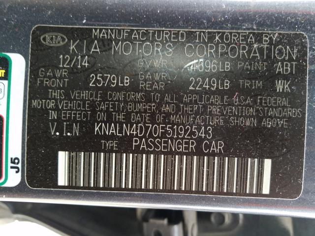 2015 KIA CADENZA PR KNALN4D70F5192543