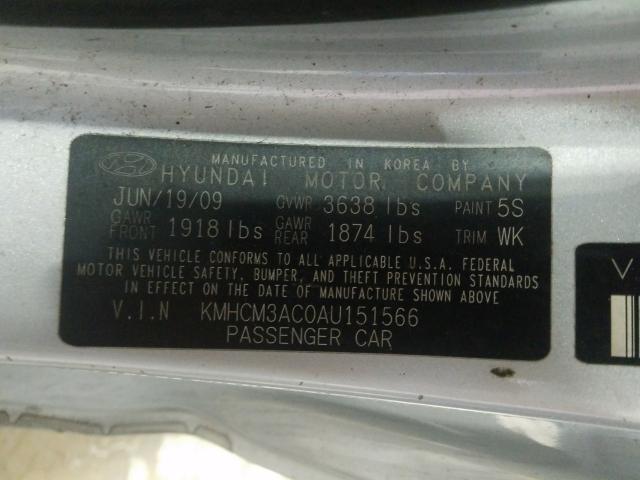 2010 HYUNDAI ACCENT BLU KMHCM3AC0AU151566