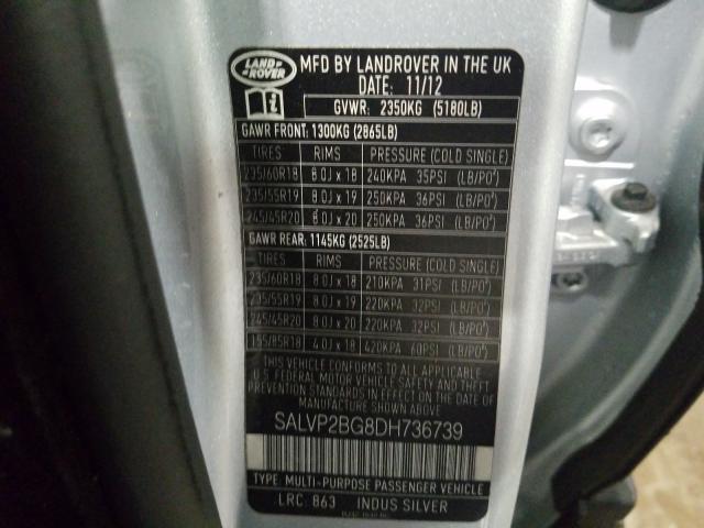 2013 LAND ROVER RANGE ROVE SALVP2BG8DH736739
