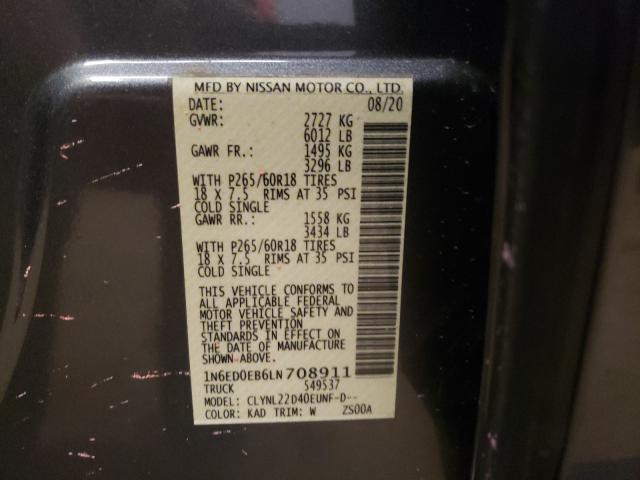 2020 NISSAN FRONTIER S 1N6ED0EB6LN708911
