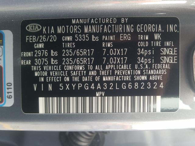 2020 KIA SORENTO L 5XYPG4A32LG682324