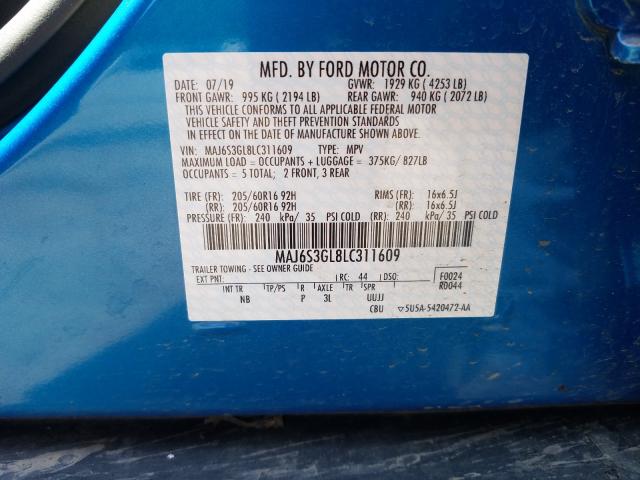 2020 FORD ECOSPORT S MAJ6S3GL8LC311609