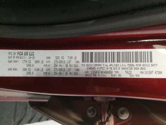 2019 RAM 1500 BIG H 1C6SRFBT0KN680858