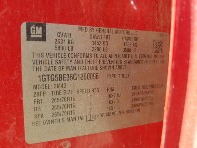 2016 GMC CANYON 1GTG5BE36G1260096