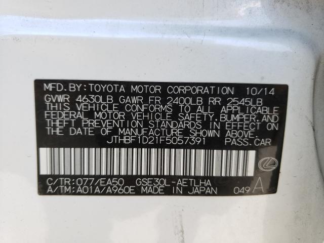 2015 LEXUS IS 250 JTHBF1D21F5057391