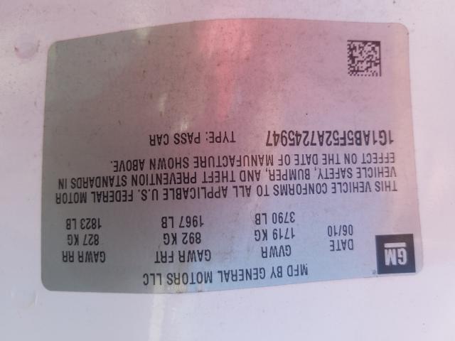 2010 CHEVROLET COBALT LS 1G1AB5F52A7245947