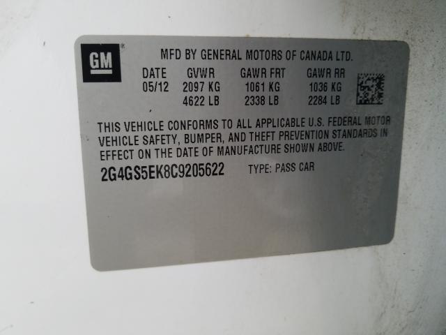 2012 BUICK REGAL PREM 2G4GS5EK8C9205622