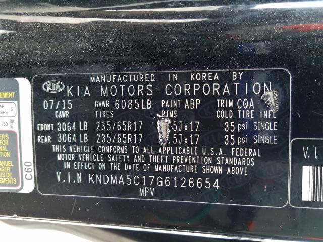 2016 KIA SEDONA L KNDMA5C17G6126654