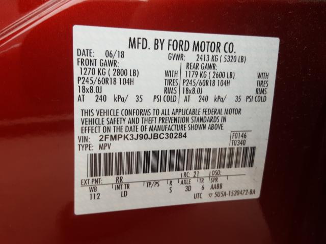 2018 FORD EDGE SEL 2FMPK3J90JBC30284
