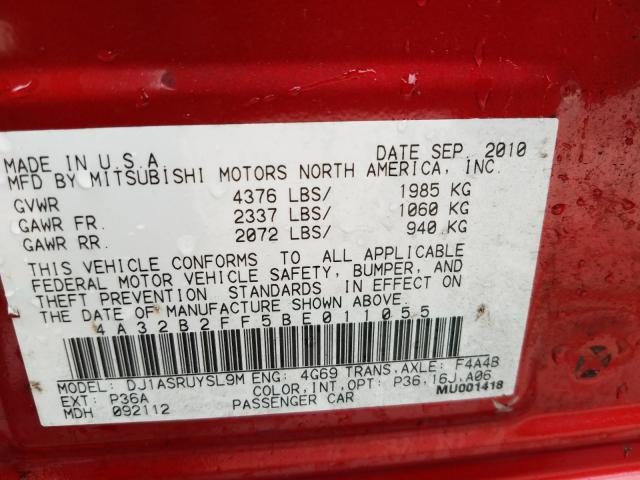 2011 MITSUBISHI GALANT FE 4A32B2FF5BE011055