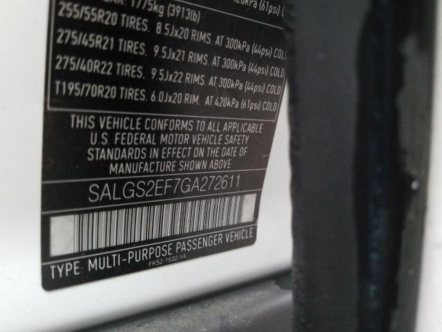 2016 LAND ROVER RANGE ROVE SALGS2EF7GA272611