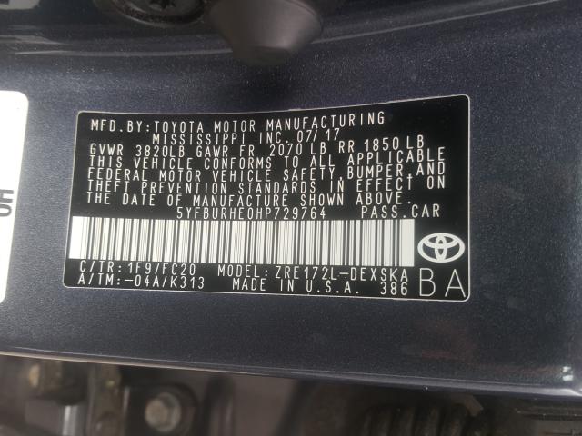 2017 TOYOTA COROLLA L 5YFBURHE0HP729764