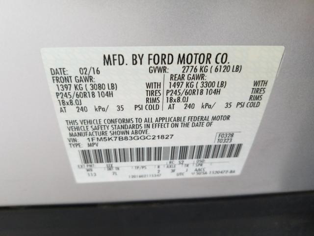 2016 FORD EXPLORER 1FM5K7B83GGC21827