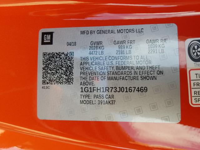 2018 CHEVROLET CAMARO SS 1G1FH1R73J0167469